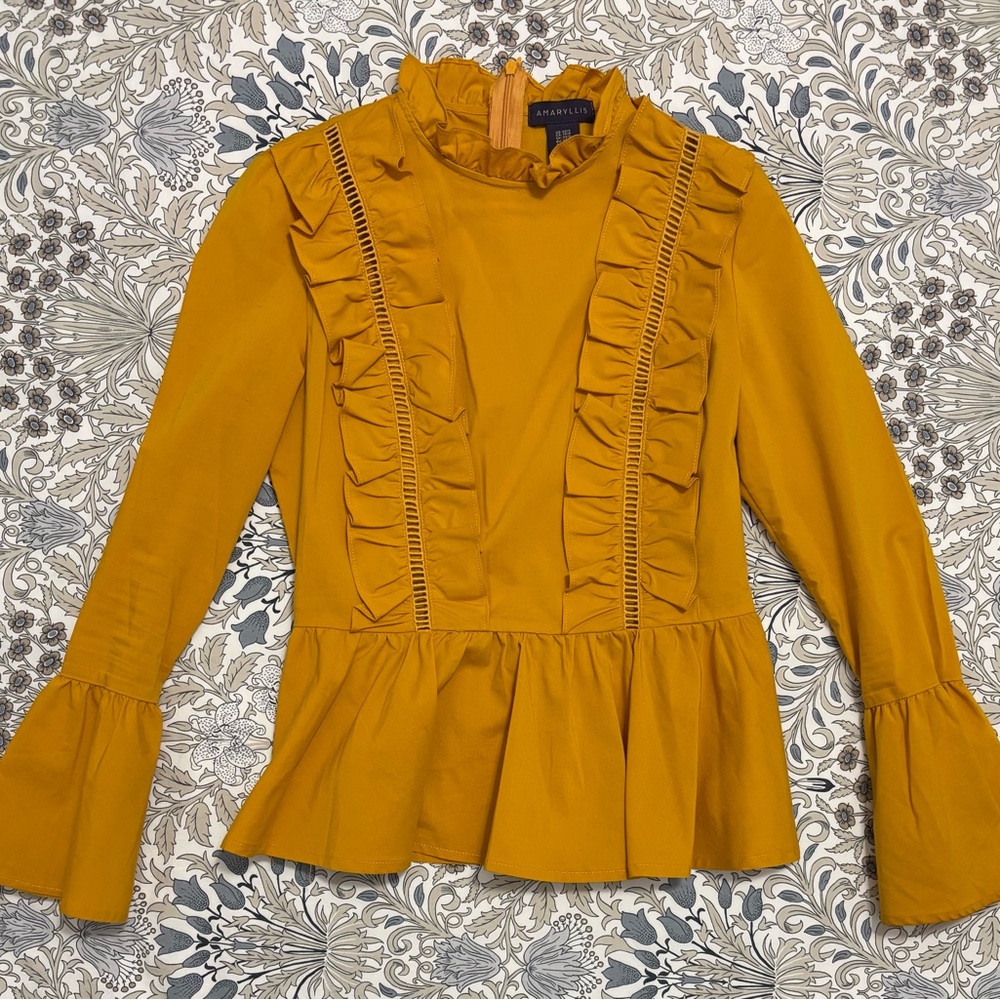 Amaryllis Mustard Ruffle Blouse